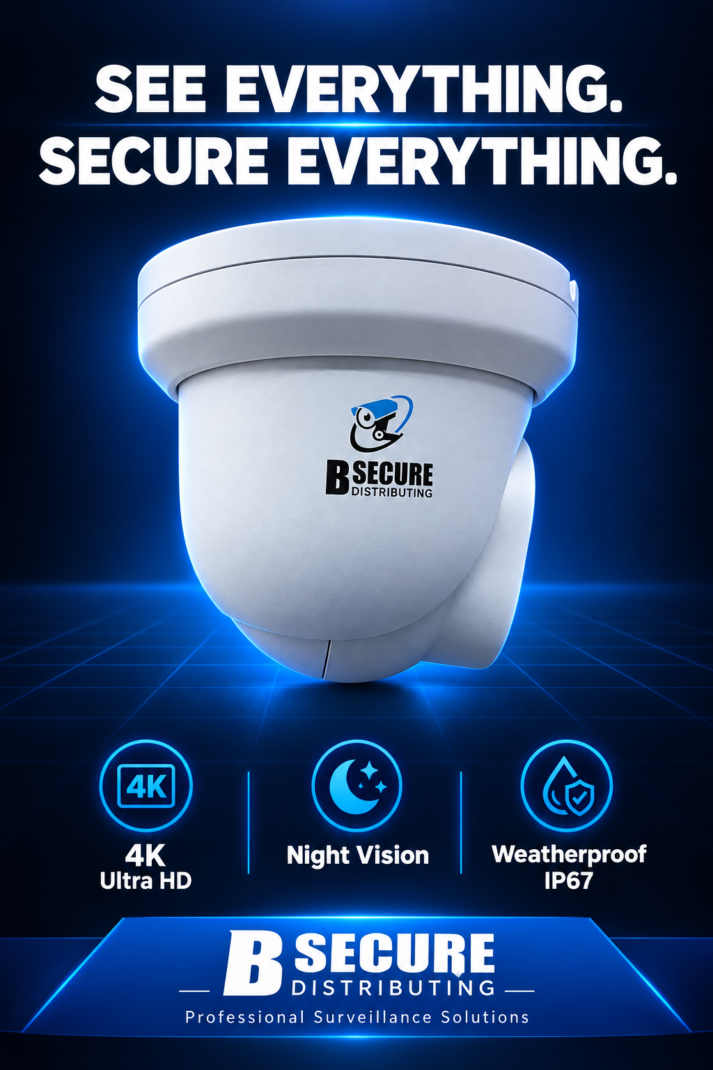 8MP AI Auto-Follow Turret Camera by B Secure Distributing